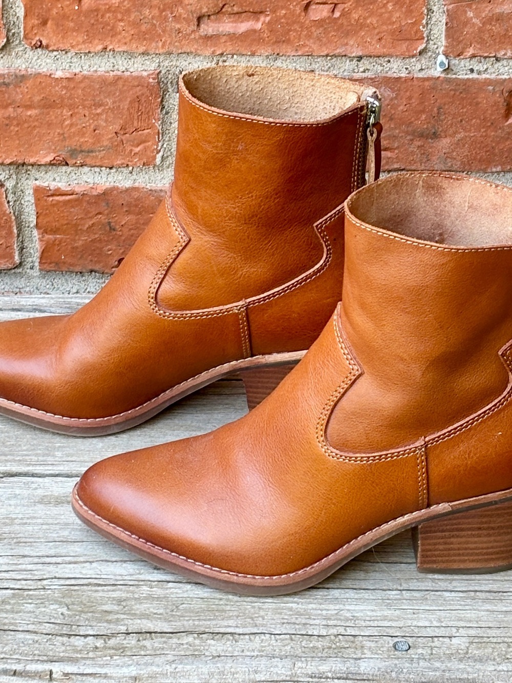 Sofft Annabell Comfort Bourbon Brown Zip Ankle Boots Booties Sz 7.5